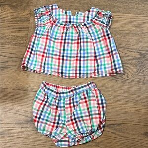 Gap Colorful Plaid Kids Top and Bottom Set - size 6-12m